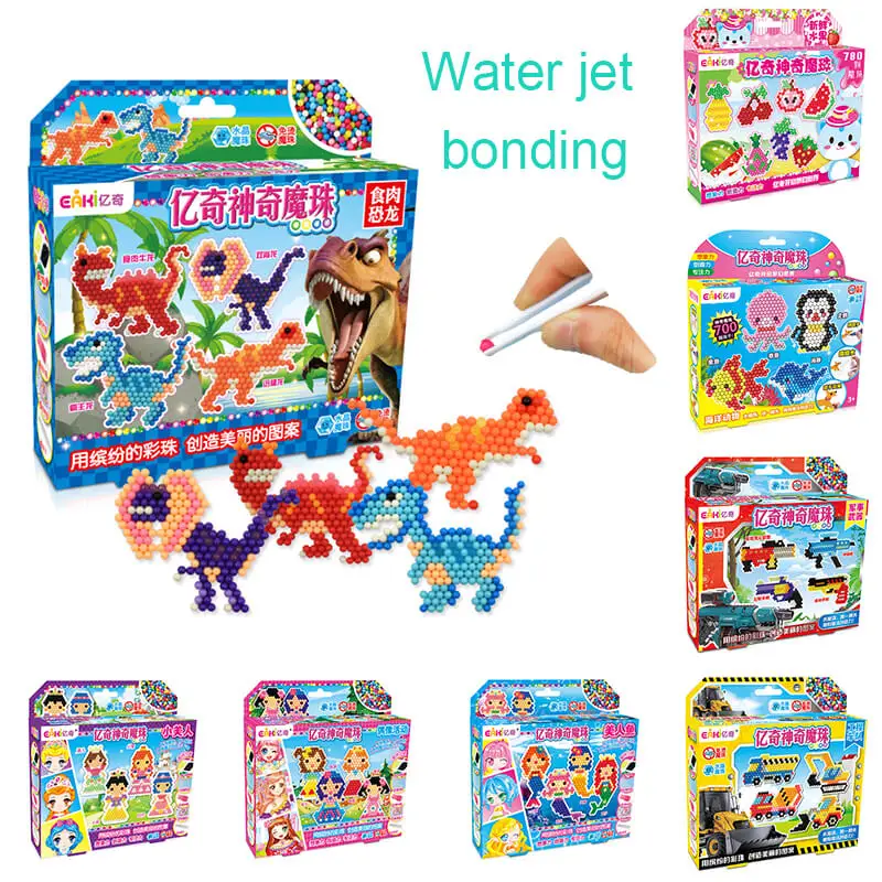 Agua pulverizada de Pascua de dinosaurio artesanal, modelo adhesivo, plantilla 3D, conjunto de aquabeads, juguetes hechos a mano para niños y niñas