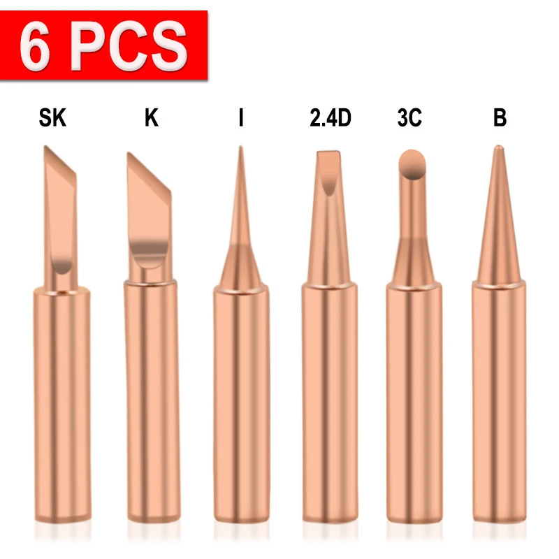 aluminum mig wire 6 Pieces Internal Heating Pure Copper Soldering Tip Set Electric Welding Iron Nozzle Head 900M Solder Stations Tool flux core welding aluminum Welding & Soldering Supplies