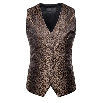 

Small Floral Prints Vest Men Single Breasted Waistcoat Male New 2019 Formal Gentleman Gilet Spliced Casual Slim Fit Suit Vests