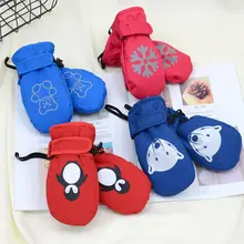 Легкие и тонкие Детские Водонепроницаемые Нескользящие теплые перчатки с рисунком из мультфильма Детские Зимние Лыжные рукавицы