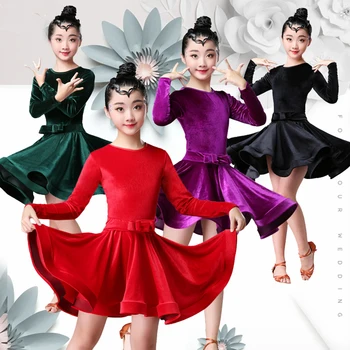 

2020 new 8Colors Children Day Latin Dance Dress Kids Dresses for Girls Cha Cha Rumba Samba Jive Vestidos Dance Costume Ballrom