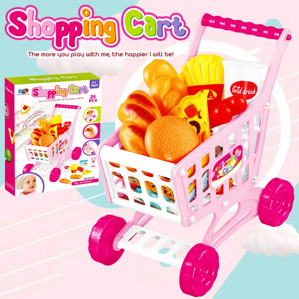 Горячая Shoppingcart игровой дом модель корзина для покупок игрушка детский торговый набор комбинация