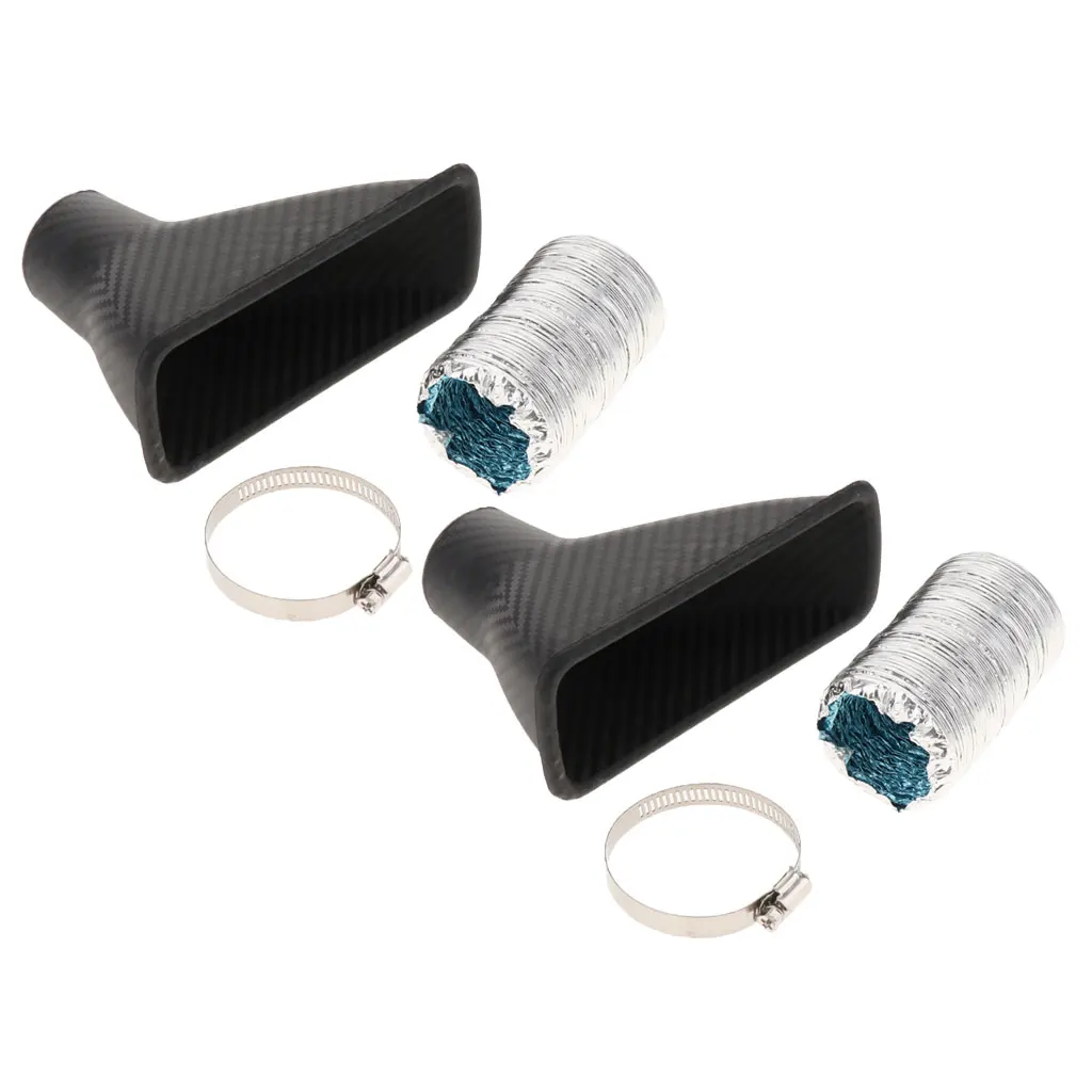 Set of 2 Air Intake Pipe, Car SUV Air Intake Pipe Kit, Front Bumper Turbo Turbine Inlet Pipe, Air Funnel Kit w/ Clamp