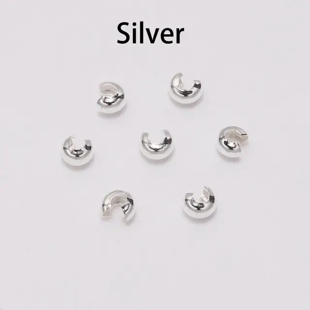 50-100pcs/lot Copper Round Covers Crimp End Beads Dia 3 4 5 mm Stopper Spacer Beads For DIY Jewelry Making Findings Supplies Silver 100Pcs