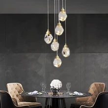 Crystal chandelier staircase chandelier living room hall lighting gold luxury attic Ceiling Home Decoration pendant stair lamp