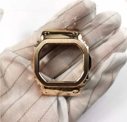 Rose Gold bezel Ремешок для наручных часов браслет подходит для часов DW5600 DW5610 GMWB5000 GW5600 серия из нержавеющей стали - Цвет ремешка: Rose Gold bezel