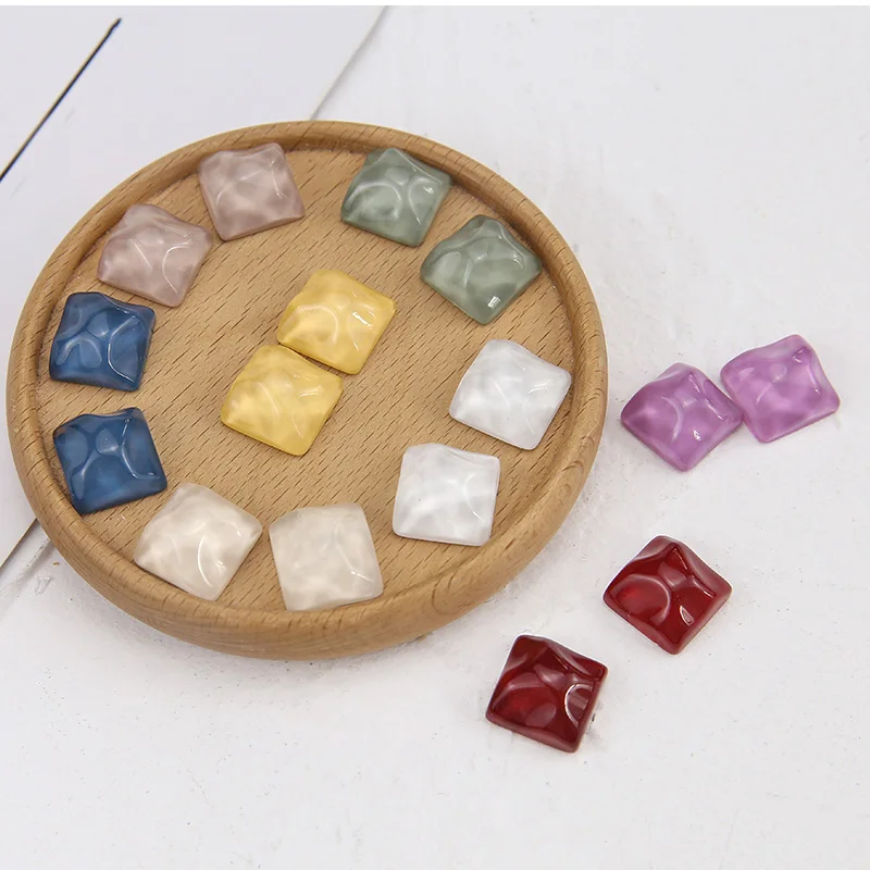 10psc Korean fashion Square Earrings Concave Convex Water Ripple Wave Resin Pendant Patch For Women Jewelry Accessories | Украшения и
