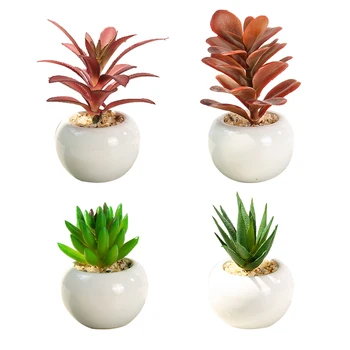 

4pcs Simulation Green Plants Plastic Succulent Pots for School Shop Home
