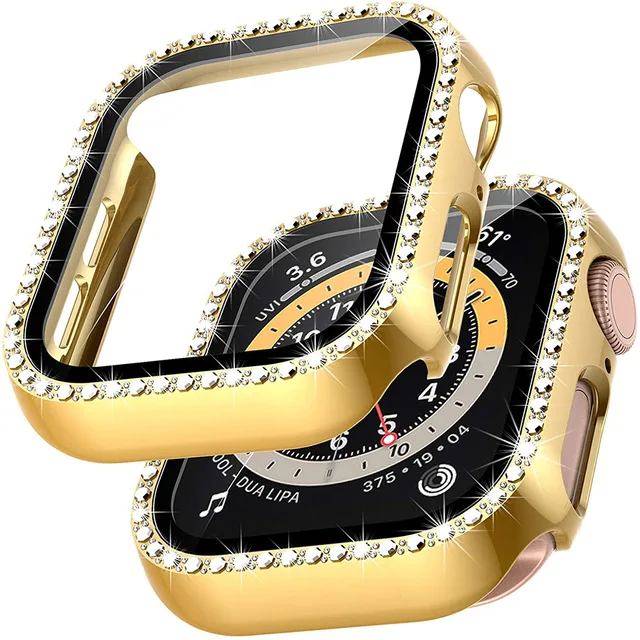Diamond Bumper Protective Case for Apple Watch Cover Series 7 6 SE 54 38MM 42MM For Iwatch 45mm 41mm 40mm 44mm Apple Watch Case Yellow