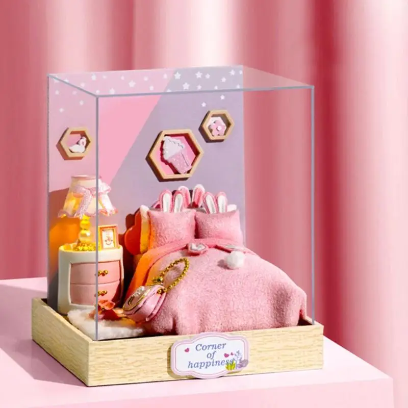 

3D DIY Doll House Wooden Baby Doll Houses Miniature Dollhouse Furniture Kit Dollhouse Miniatures Accessories Baby Birthday Gift