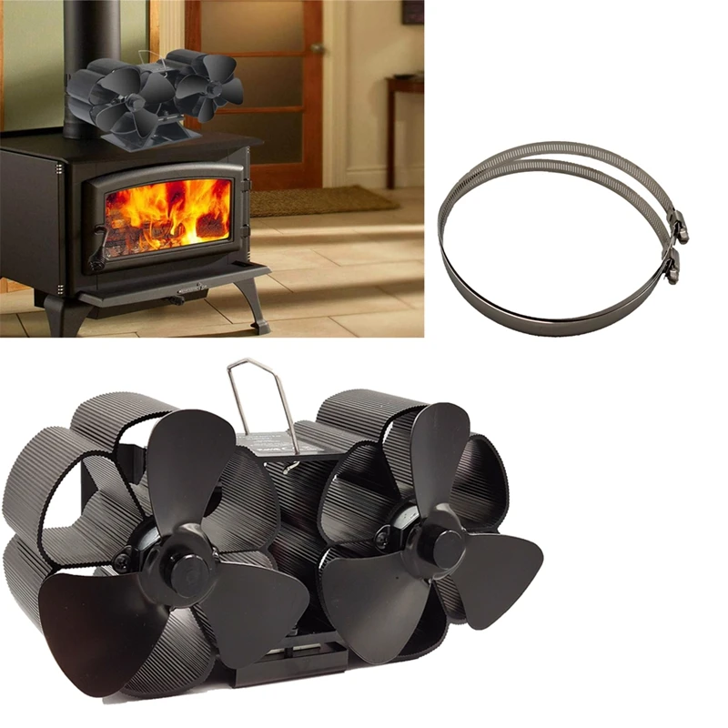 

Mini Size 8 Blade Stove Fan Silent Heat Powered Wood Log Burner Fan Fan Fireplace for Ultra Small Space