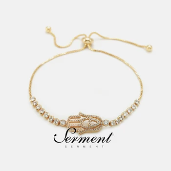 

SERMENT European Hot Sale Palm Crystal Zircon Bracelets Bangles Gilded Women Wedding Fashion Jewelry Accessories