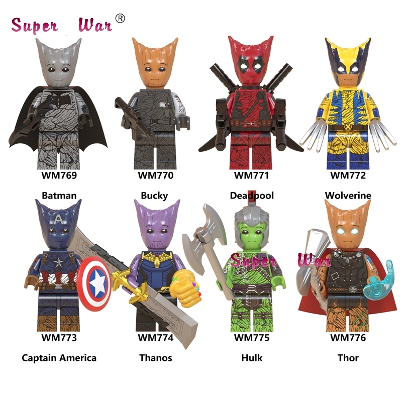 

Single Avengers Endgame Batman Bucky Deadpool Wolverine Captain America Thanos Hulk Thor hawkeye building blocks Kids Toys