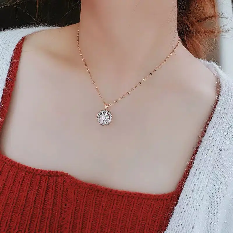 HOYON 18K Gold Color One Eye Necklace Women\'s Jewelry Diamond Style Bijoux Femme Collares Natural Gemstone Pendant With Necklace