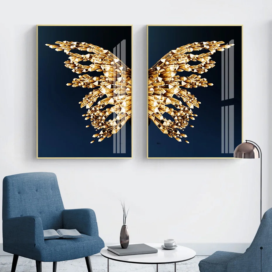 Blue Butterfly Canvas Wall Art Abstract Texture Painting White Butterfly  Picture Black Texture Poster Modern Butterfly Canvas Modern Texture Prints