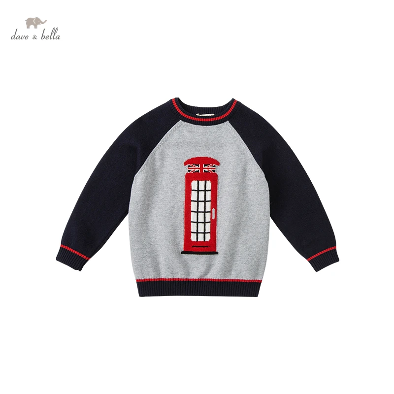 DKY18600 데이브 벨라 겨울 5y-13y 아이 소년 의류 어린이 패션 나비 스웨터 appliques 스웨터 소년 고품질의 옷