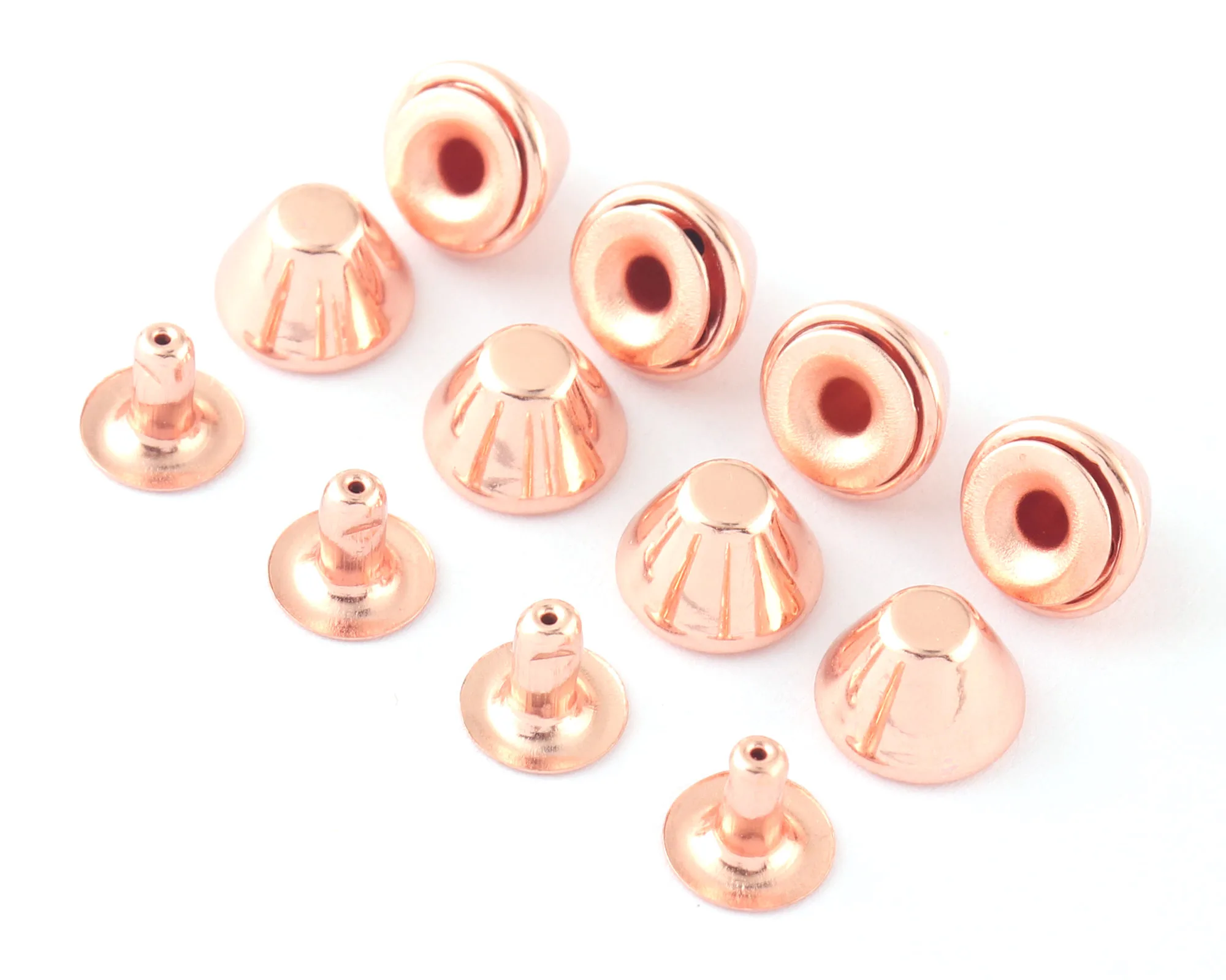 

10*7mm Rose Gold Double Cap Rivets Metal Button Round Rivet Rivet Studs for Purse Bags Handbags Shoes Belts Leather Craft