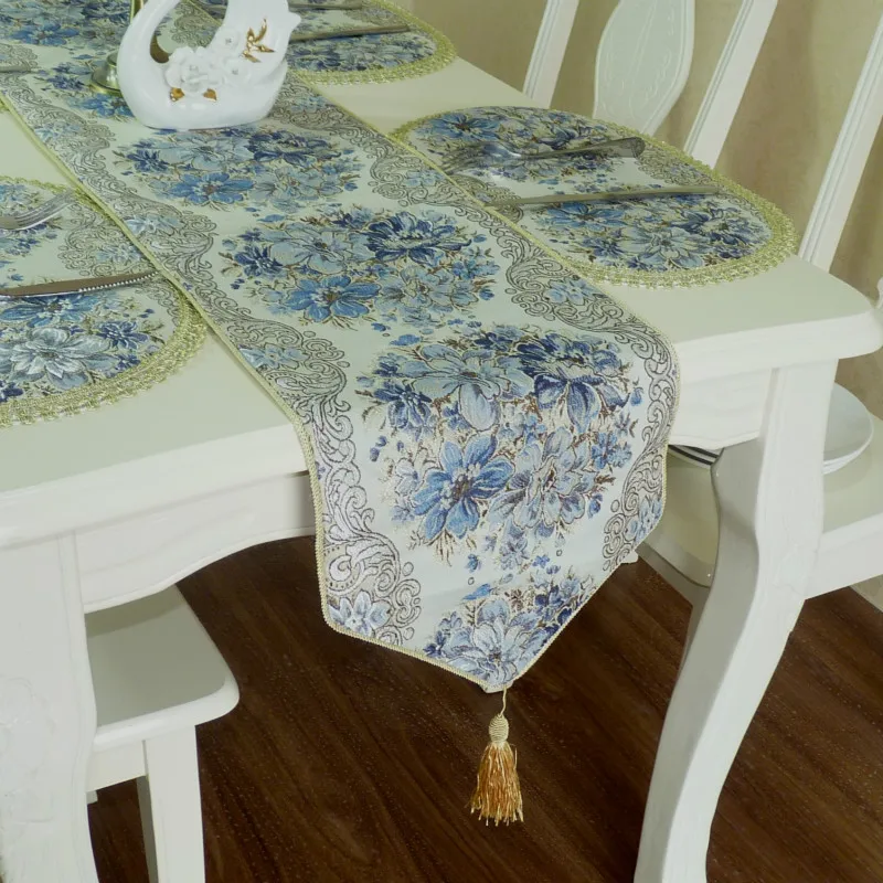 Настольная дорожка европейская роскошная Золотая шелковая вышитая для