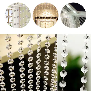 

Decor Curtain Wedding Beads Crystal 33ft/10m Bead Curtain Transparent Diamond 10Pcs Garland Door DIY Backdrop Home Room