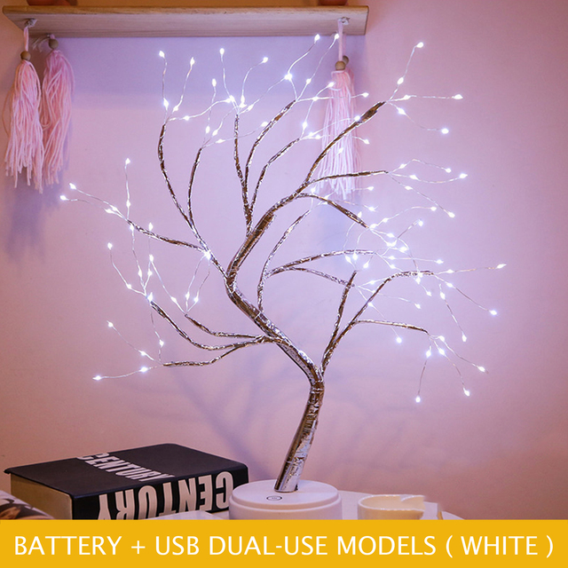 Fairy Night Light Light Christmas Mini Christmas Tree Copper Wire Garland Table Lamp for Kids Bedroom Bar Decor Fairy Lights