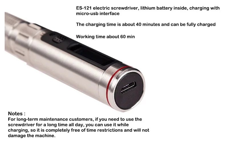 ES121 Electric Screwdriver Cordless Rechargeable Lithium Battery 304 Stainless Steel Power Screw Driver for Phone Repair Tool