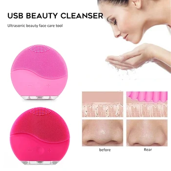 

2020 Deep Pore Cleaning Waterproof Skin Massage Electric Face Cleansing Brush USB Rechargeable Silicone Facial Skin Cleaner Tool
