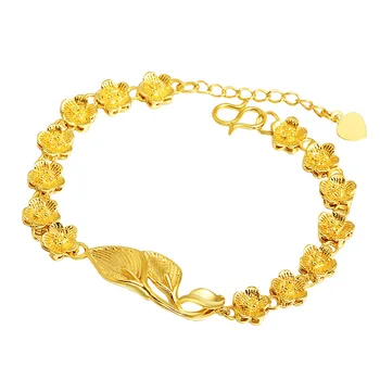 

Forever Not Fade 24K Gold Filled Bracelets for Women Fashion Gemstone Bizuteria 24K Yellow Gold Band Best Gift Bracelets