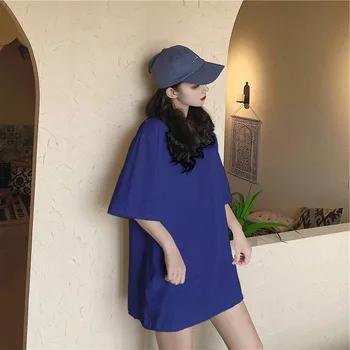 

YZY T-shirt Women's Spring New Style Simple Solid Color Crew Neck Short Sleeve Versatile Mid-length Loose
