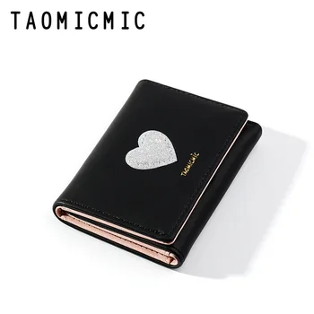 

Cute Small Wallet Fashion Love Pattern Sequins Mini Wallet Women Short Three-Layer Folding Wallet Clutch Bag Ladies Coin Purse