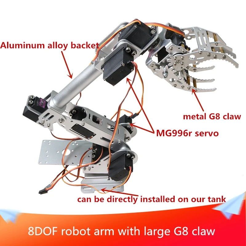 DIY 8 dof робот рука с G8 коготь набор цифровой сервопривод axis RC Роботизированная