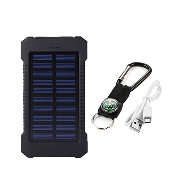 portable cell phone charger Top Solar Power Bank 5000mAh Waterproof Case Kits Dual USB Smartphone Battery Charger External Box Flashlight Powerbank for i13 wireless power bank Power Bank