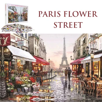 

Puzzle Paper 1000 Piece Puzzle Paris Flower Street Kids Adult Landscape Educational Toy