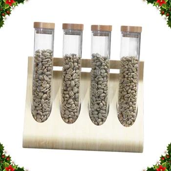 

4pcs Coffee Beans Display Rack Practical Clear Test Tube Rack Glass Bottle Sealed Storage Tube Glass Bottle for Home Bar