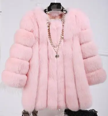 Vetement Women's Winter Vetement Overcoat Artificial Fur Coat Fake Fox Fur Stitching Femme Jacke Casual Furry Outwear AR99