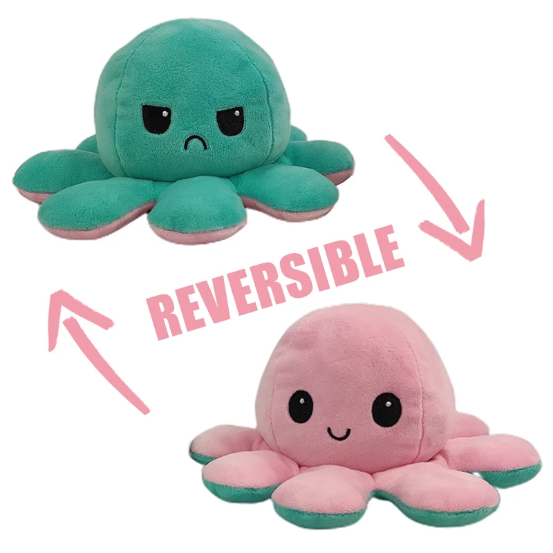 

10cm Reversible Flip Octopus Stuffed Plush Doll Soft Simulation Reversible Plush Toy Color Chapter Plush Doll Filled Child Toys