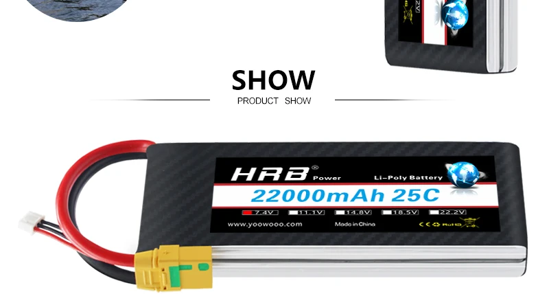 HRB 2S 7.4V 22000mah Lipo Battery, SHOW PRODUCT SHOW HRB Uoe Pol Boticr 22o