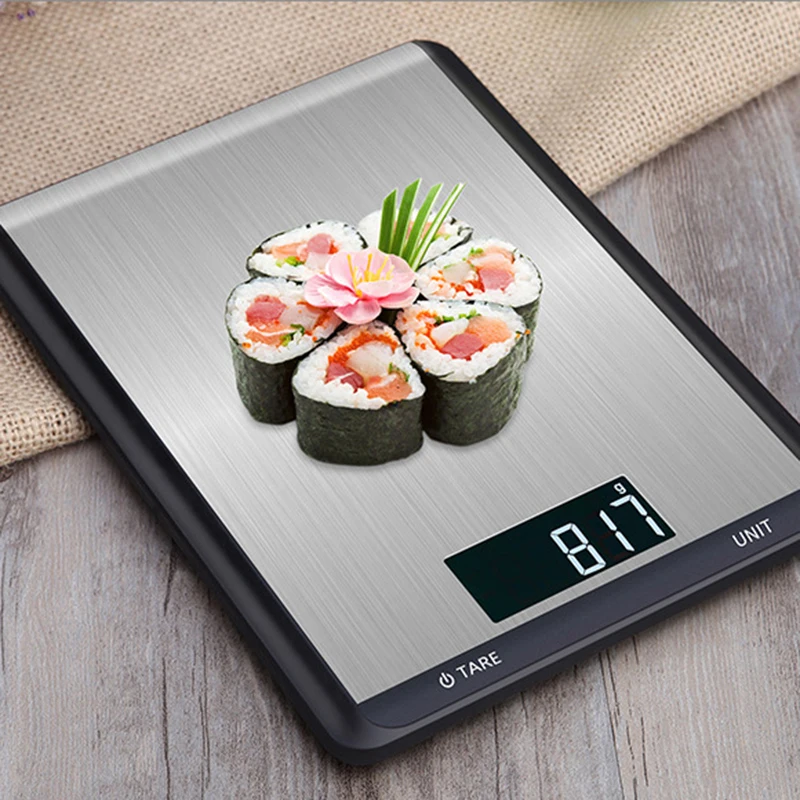 10 кг/5 кг 1 г цифровые кухонные весы модные электронные весы из нержавеющей стали весы для выпечки еды с ЖК-дисплеем с подсветкой