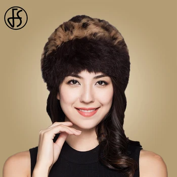 

FS New Women Rabbit Fur Knitted Beanies Hats For Girl Warm Winter Hat With Pom White Pink Gray Fall Female Casual Caps