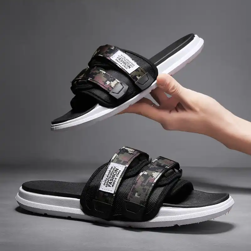 mens slippers with velcro strap