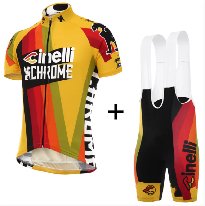 Pro Cinelli велокофты с коротким рукавом комплект одежды нагрудник шорты для мужчин летняя MTB велосипедная Одежда Майо кулот спортивная рубашка - Цвет: bib short set