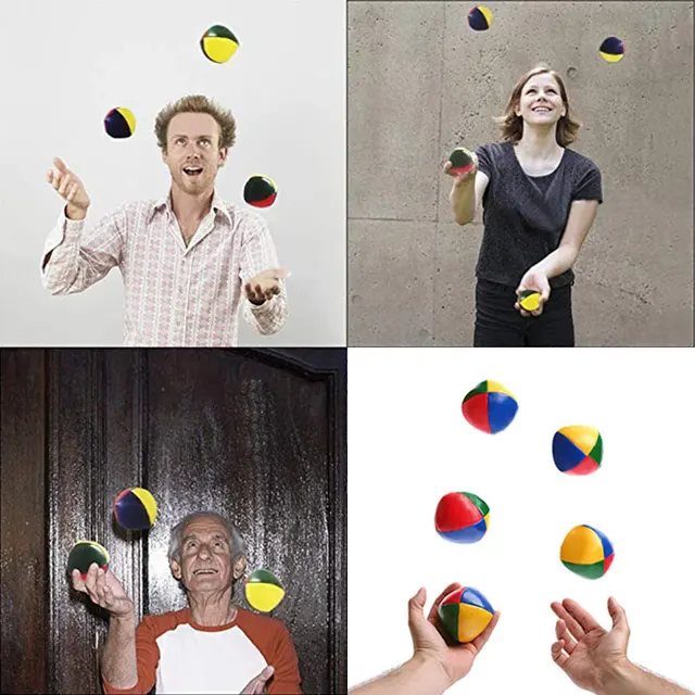 3PCS Net Set Suit Professional Juggling Ball Acrobatics Toss Ball Educational Toy Children Fun Sports Pu Soft Juggling Ball Toys 3