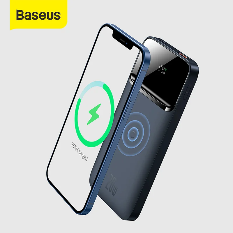 Внешний аккумулятор Baseus 10000 мАч Беспроводная зарядка магнитная быстрая для iPhone 13