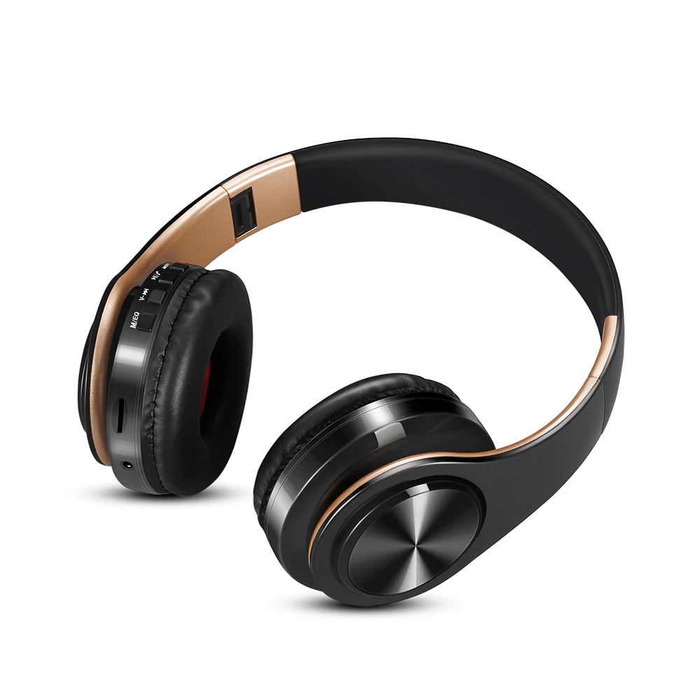 Men Gift Gold Wireless Headphones Bluetooth Earphone Stero Headset with Build in MIC with 3 5mm Jack for Xiaomi Samsung IPHONE