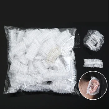 

100pcs Disposable Ear Caps Waterproof Earmuffs Shower Hair Coloring Dye Ear Protector Cover Shield Barber Tool Salon Accessories