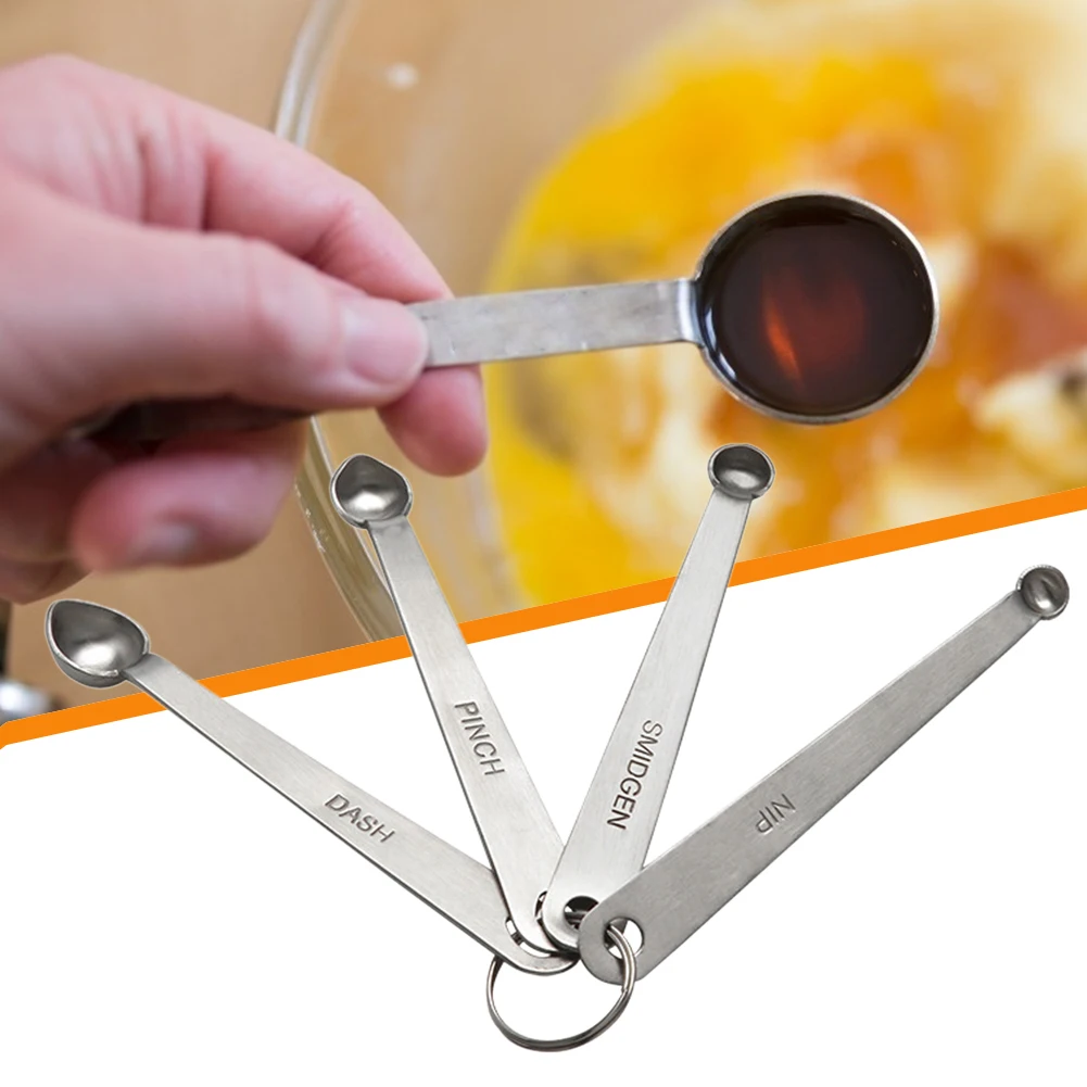 4pcs/set Kitchen Measuring Spoon Stainless Steel Spice Spoons Baking Cooking Measuring Tool Kitchen Spoons Tools