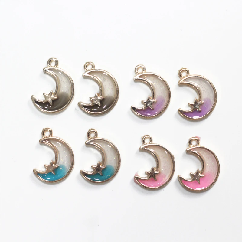 

10pcs Drop Oil Pearl Powder Moon Star Alloy Jewelry Accessories for Earrings Hair Accessories Pendant Materials Find Accessories