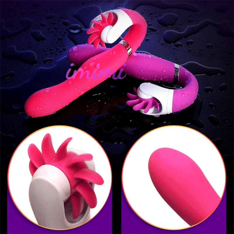 Heating Rotation Tongue Licking Vibrator Vagina Clit Stimulator Magic Wand Dildo Powerful Masturbator Adult Sex Toys for Women