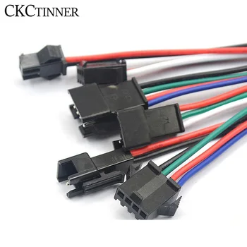 

5 pairs 30CM long JST SM 2P 3P 4P Plug male to female cable connector LED connectors 2 pin 3 pin