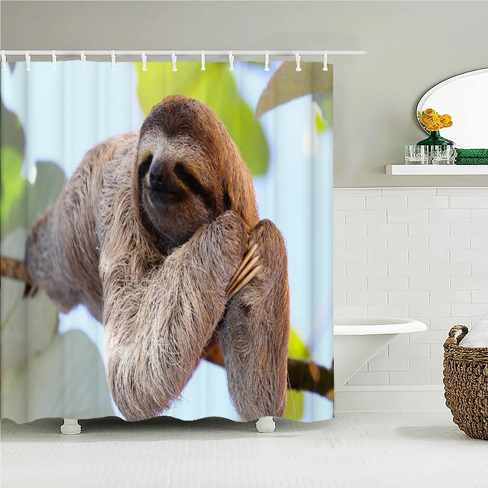 

Waterproof Polyester Shower Curtain 3d Printing Sloth Animal Elephant Dog Pattern Bathroom Shower Curtains Home Decor