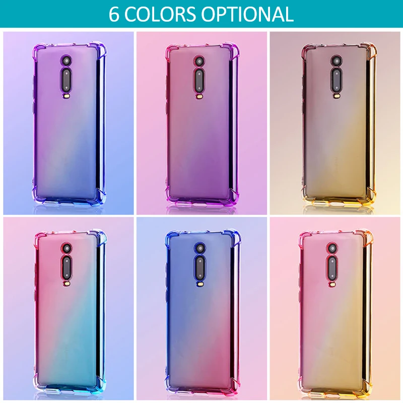 

NEW Silicone Phone Case phone protective cover for RedMI k20 Silicone four corner Anti-fall Gradient color Soft Shell